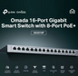 TP-Link Omada TL-SG2016P 16-Port Gigabit Smart Switch with 8-Port PoE+, 120W Budget, Omada SDN Cloud Control, VLAN, QoS, ACL, Fanless Metal Design for Business Networks
